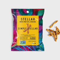 Thumbnail for Bag of Stellar Simply Stellar Mini Pretzel Braids, a vegan butter braid snack with sea salt, made in the USA