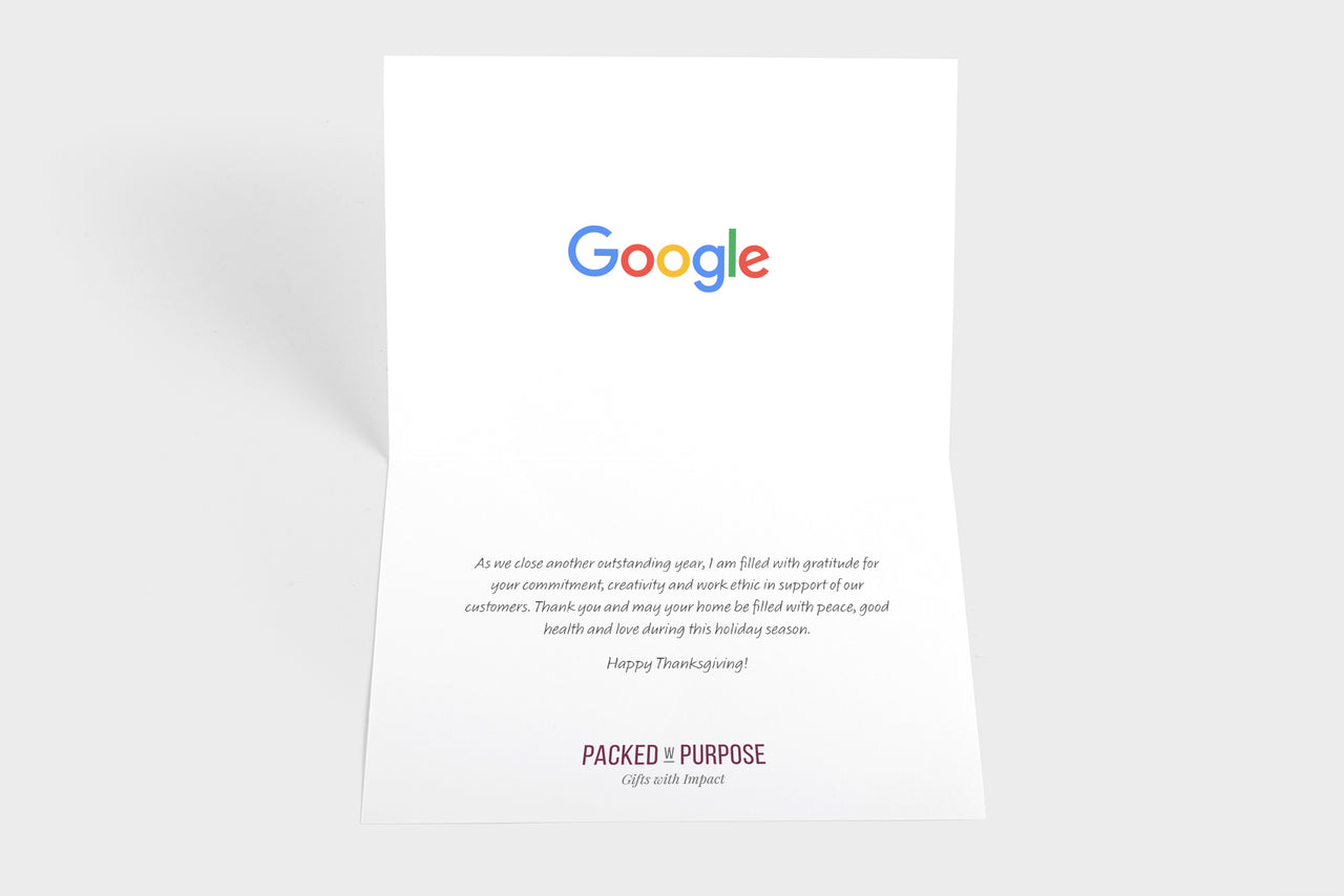 Message Card by Google with a printed message of gratitude
