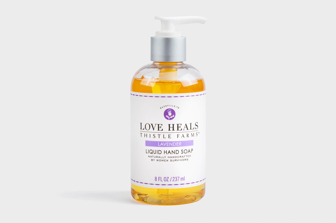 Handcrafted liquid hand soap in soothing lavender fragrance