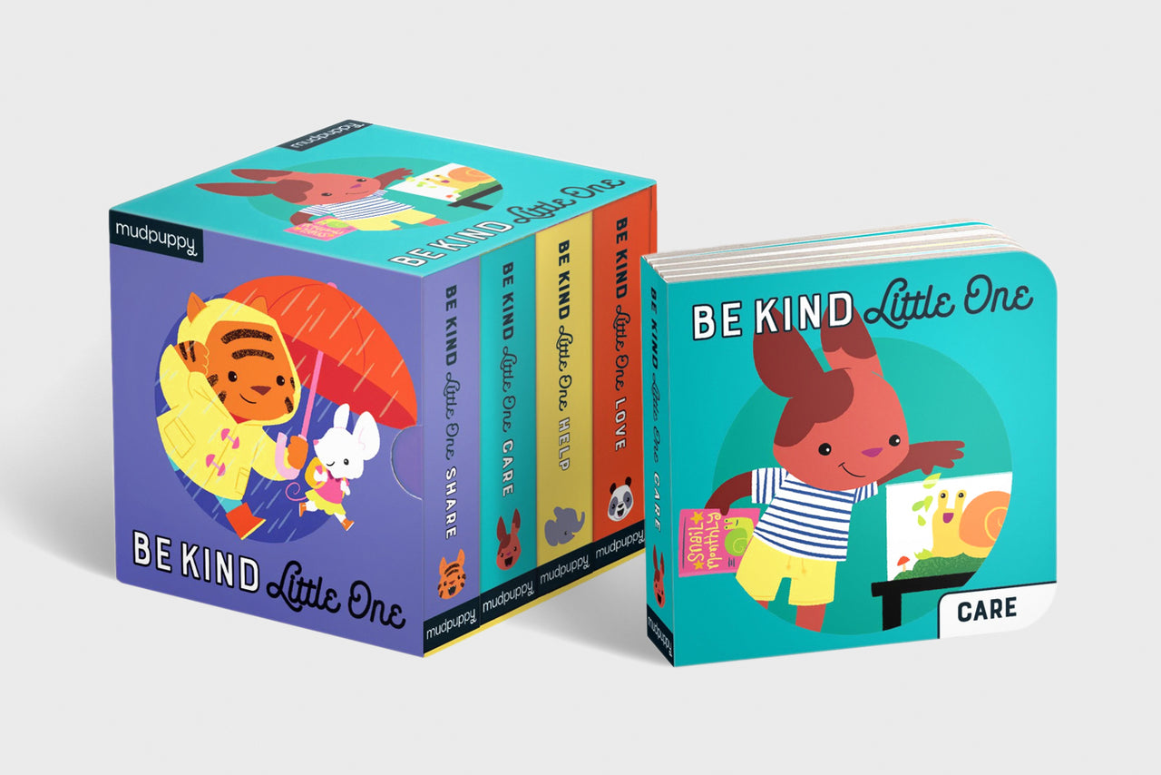 Four mini "Be Kind" board books set in a slipcase box